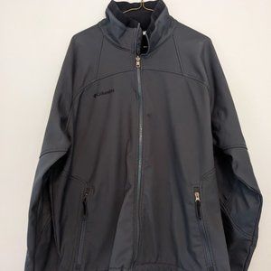 Columbia Softshell Jacket Men XL Gray Black Zip Coat